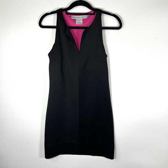 Gretchen‎ Scott Designs XS Black Sleeveless V Neck Jersey Knit Mini Dress - Picture 1 of 8
